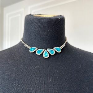 Elegant Silver and Blue Teardrop Necklace